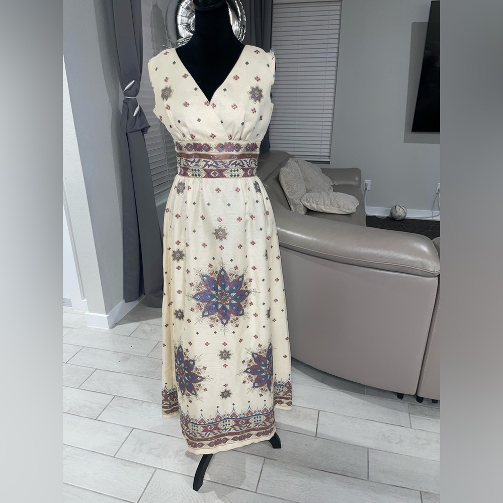 Vintage 70s Alfred Shaheen Hawaiian Maxi Dress SZ 8